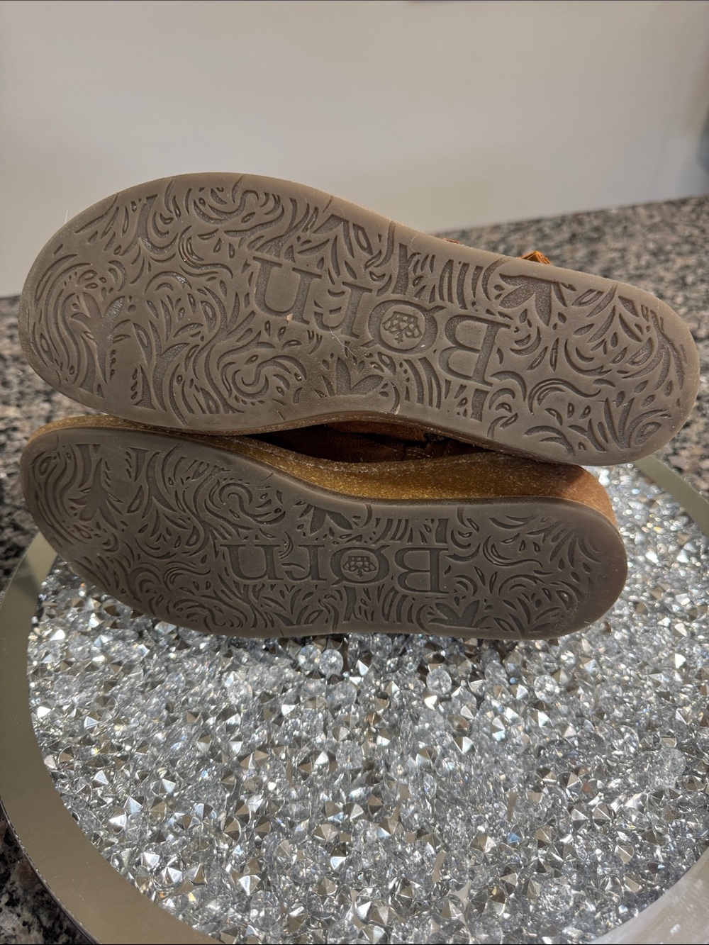 Born Women's Cognac Suede Ankle Booties with Side Tie - Picture 12 of 16